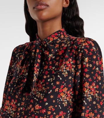 Bow-detail floral silk blouse | Gucci