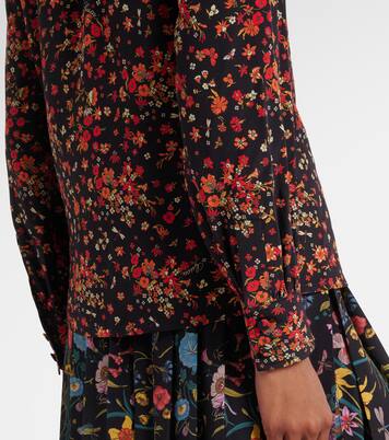 Bow-detail floral silk blouse | Gucci