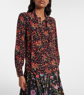 Bow-detail floral silk blouse | Gucci