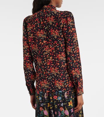 Bow-detail floral silk blouse | Gucci