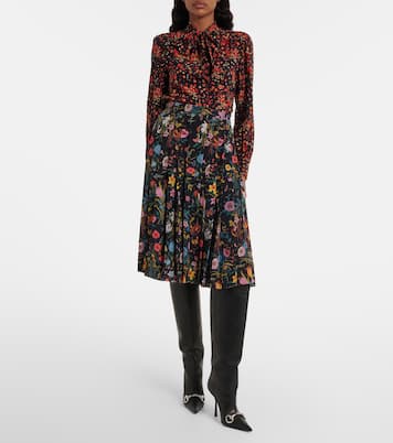 Bow-detail floral silk blouse | Gucci