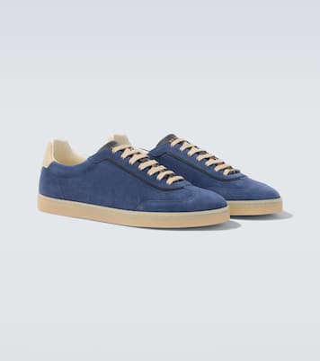 Leather-trimmed suede sneakers | Brunello Cucinelli