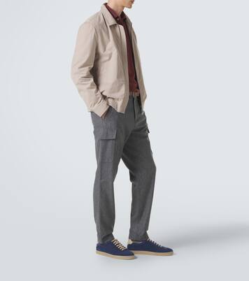 Leather-trimmed suede sneakers | Brunello Cucinelli