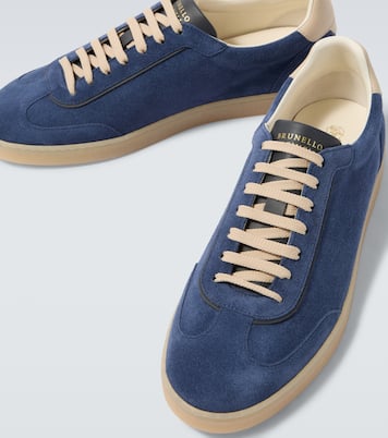 Leather-trimmed suede sneakers | Brunello Cucinelli
