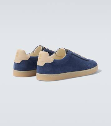 Leather-trimmed suede sneakers | Brunello Cucinelli