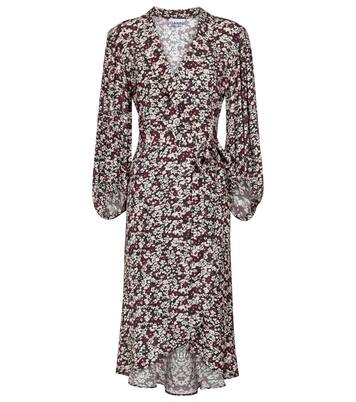 Robe portefeuille en crêpe à fleurs | Ganni