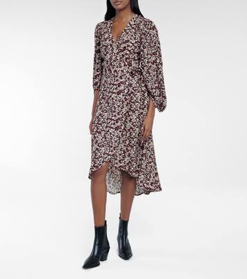 Robe portefeuille en crêpe à fleurs | Ganni