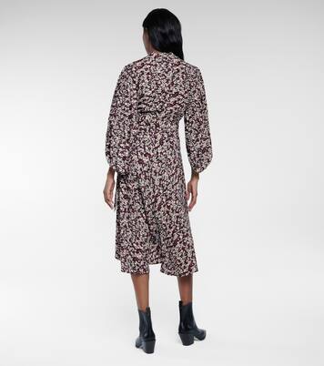 Robe portefeuille en crêpe à fleurs | Ganni