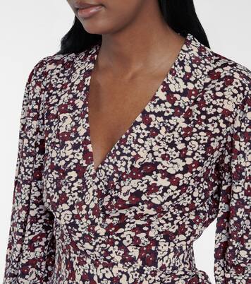 Robe portefeuille en crêpe à fleurs | Ganni