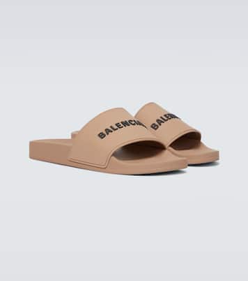 Mules Pool en caoutchouc à logo | Balenciaga