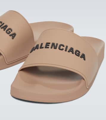 Mules Pool en caoutchouc à logo | Balenciaga