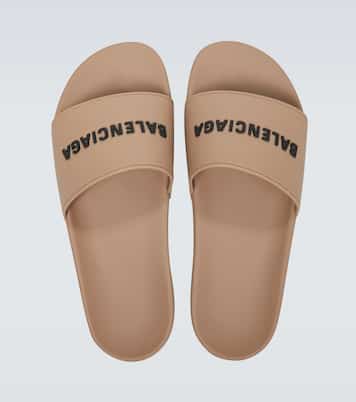 Mules Pool en caoutchouc à logo | Balenciaga