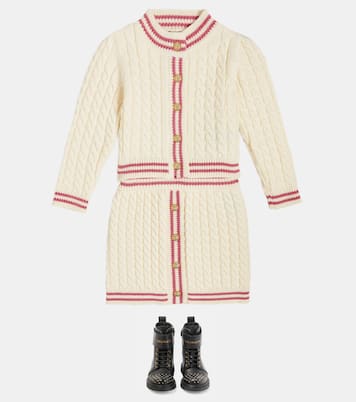 Gonna in maglia a trecce di lana vergine | Balmain Kids