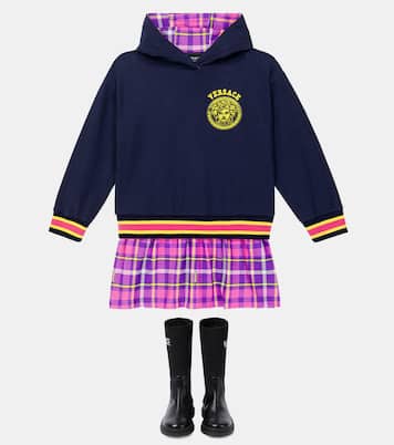 Bottines en jacquard à logo et cuir | Versace Kids