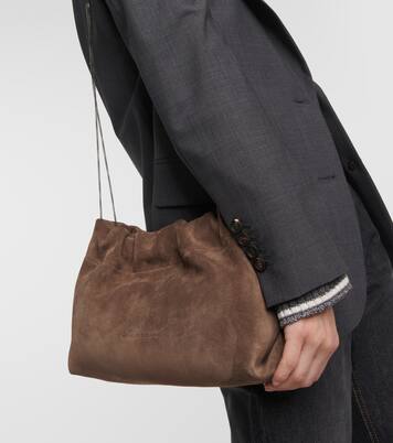 Suede shoulder bag | Brunello Cucinelli