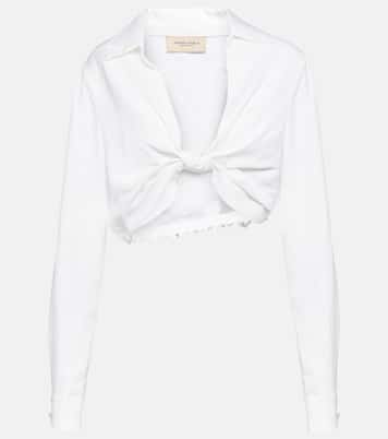 Knot-detail linen blend crop top | Adriana Degreas