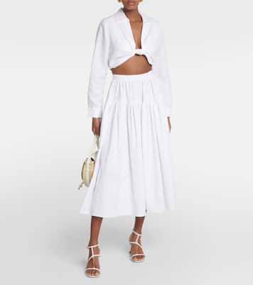 Knot-detail linen blend crop top | Adriana Degreas