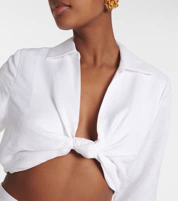 Knot-detail linen blend crop top | Adriana Degreas