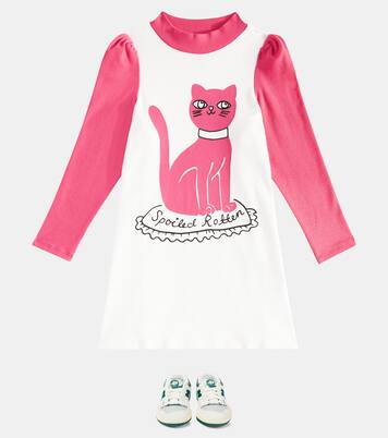Robe Cat imprimée en coton mélangé | Mini Rodini