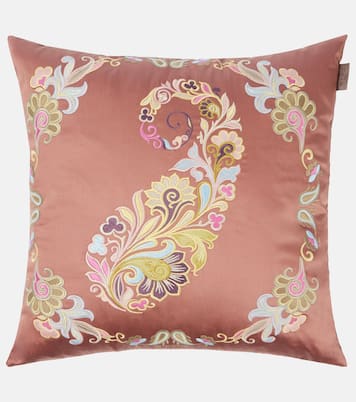 Paisley embroidered cotton cushion | Etro