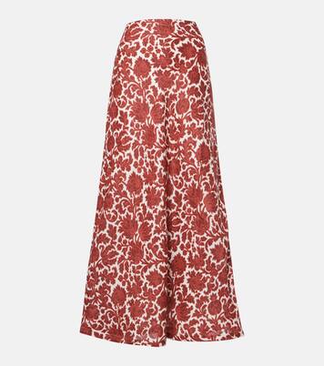 Bedruckter Maxirock Antibes aus Leinen | Faithfull