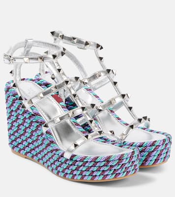 Rockstud leather espadrille wedges | Valentino Garavani
