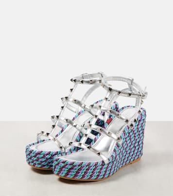 Rockstud leather espadrille wedges | Valentino Garavani