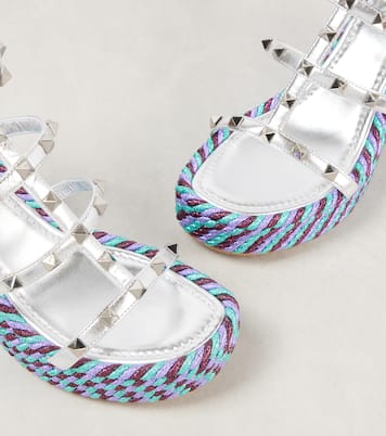 Rockstud leather espadrille wedges | Valentino Garavani