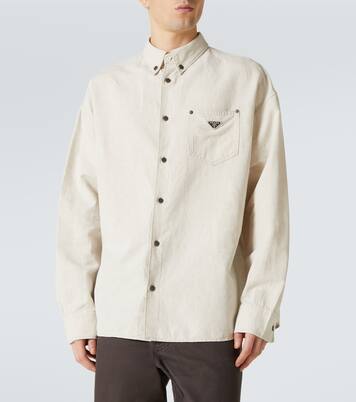 Camicia in chambray di cotone e lino | Prada