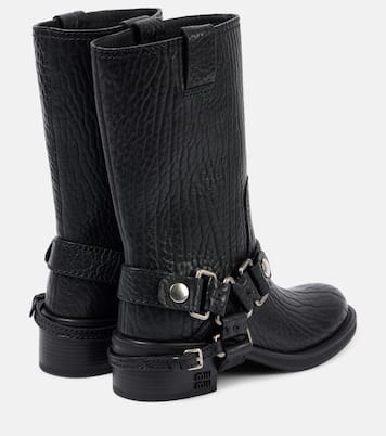 Leather biker boots | Miu Miu