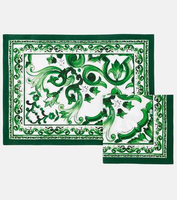 Majolica linen placemat and napkin set | Dolce&Gabbana Casa