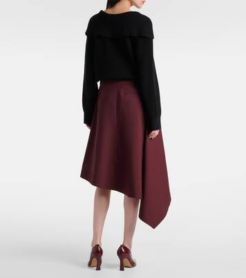 Jupe midi asymétrique en laine | Bottega Veneta