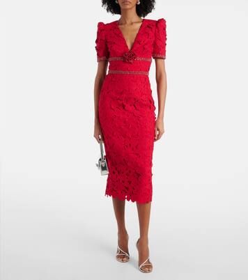 Robe midi en dentelle à ornements | Rebecca Vallance