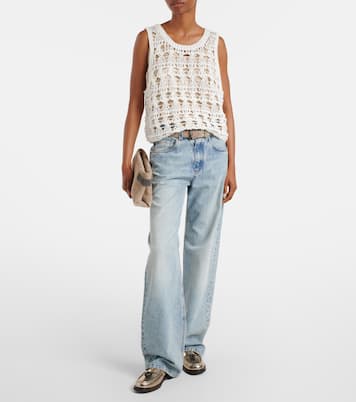 Open-knit jute and cotton-blend top | Brunello Cucinelli