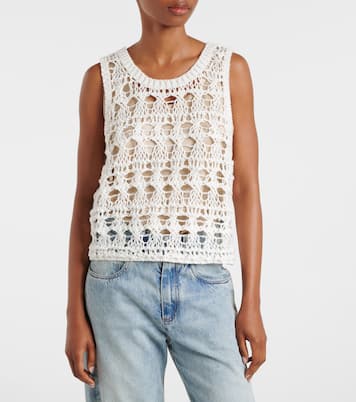 Open-knit jute and cotton-blend top | Brunello Cucinelli