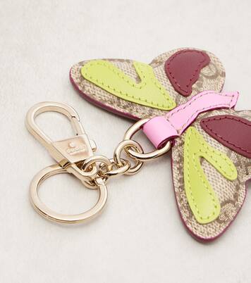 GG leather-trimmed coated canvas bag charm | Gucci