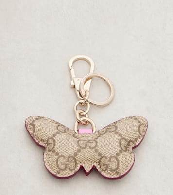 GG leather-trimmed coated canvas bag charm | Gucci