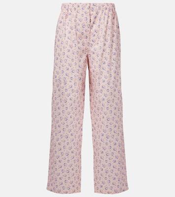 Batiste floral cotton wide-leg pants | Prada