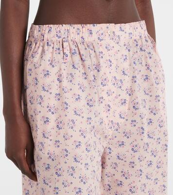 Batiste floral cotton wide-leg pants | Prada