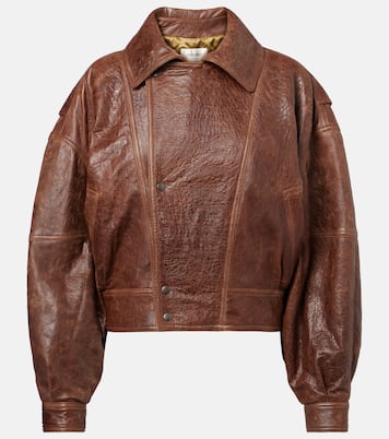 Double-breasted leather bomber jacket | Saint Laurent
