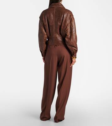 Double-breasted leather bomber jacket | Saint Laurent