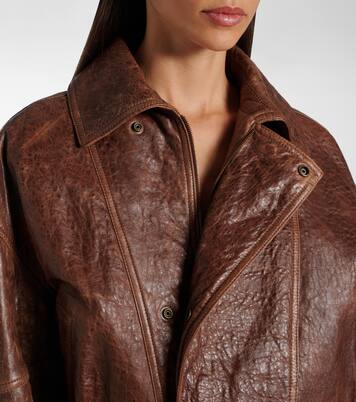 Double-breasted leather bomber jacket | Saint Laurent