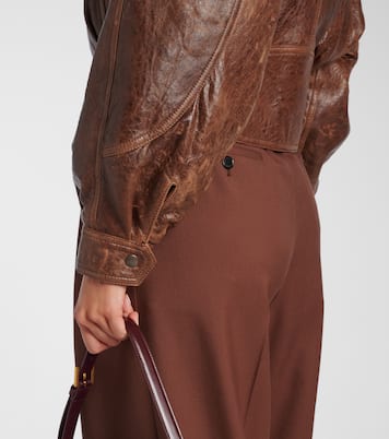 Double-breasted leather bomber jacket | Saint Laurent