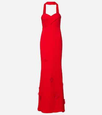 Floral-appliqué scarf-detail gown  | Self-Portrait