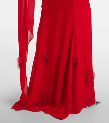 Floral-appliqué scarf-detail gown  | Self-Portrait