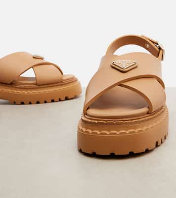 Logo rubber platform sandals | Prada