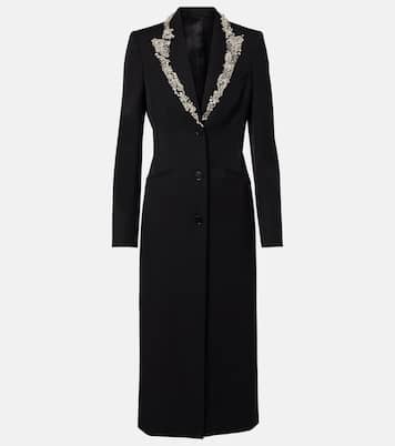 Embellished wool grain de poudre coat | McQueen