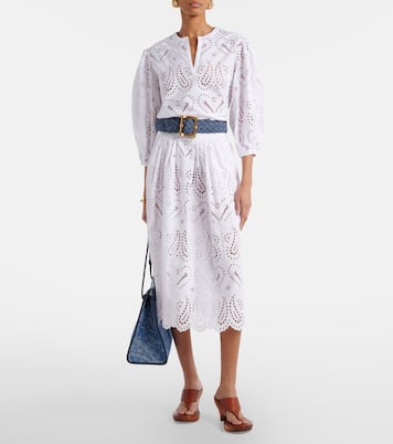 Broderie anglaise cotton-blend midi skirt | Etro