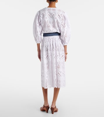 Broderie anglaise cotton-blend midi skirt | Etro