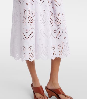 Broderie anglaise cotton-blend midi skirt | Etro